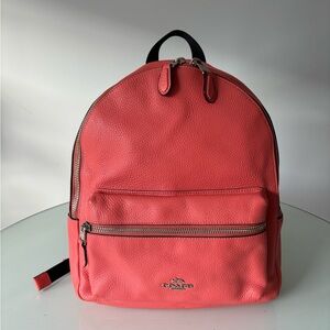 Coach- Coral Pebble Leather Backpack